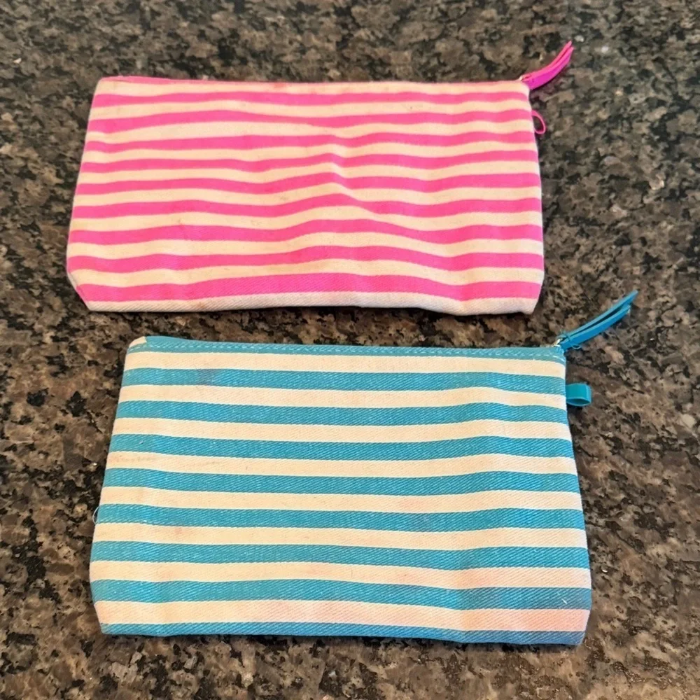 Victoria's Secret Pink and Blue Striped sequins Pouches